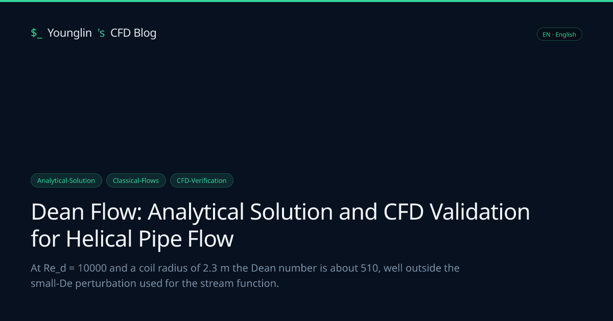 Dean Flow: Analytical Solution and CFD Validation for Helical Pipe Flow ...